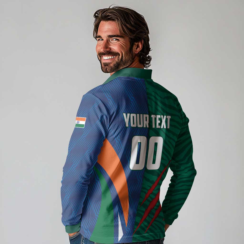 Custom Cricket India Vs Bangladesh Long Sleeve Polo Shirt Simple Style - Wonder Print Shop