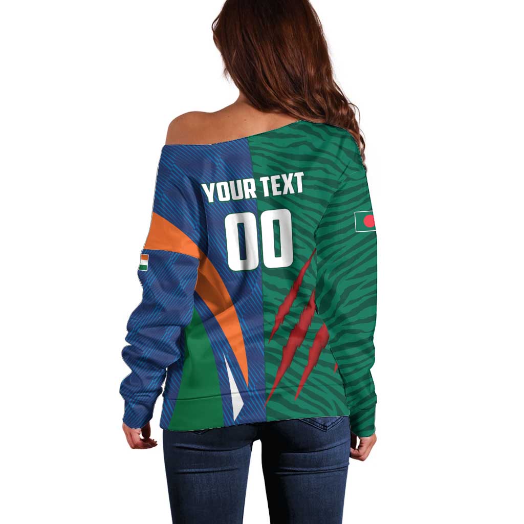 Custom Cricket India Vs Bangladesh Off Shoulder Sweater Simple Style - Wonder Print Shop