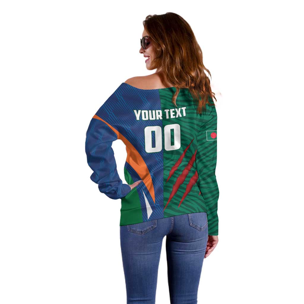 Custom Cricket India Vs Bangladesh Off Shoulder Sweater Simple Style - Wonder Print Shop