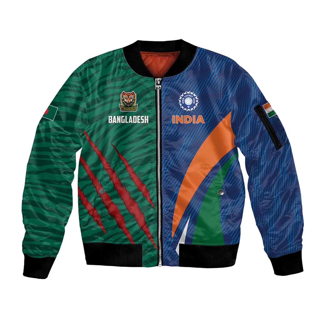 Custom Cricket India Vs Bangladesh Sleeve Zip Bomber Jacket Simple Style - Wonder Print Shop