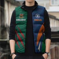 Custom Cricket India Vs Bangladesh Sleeveless Puffer Jacket Simple Style - Wonder Print Shop