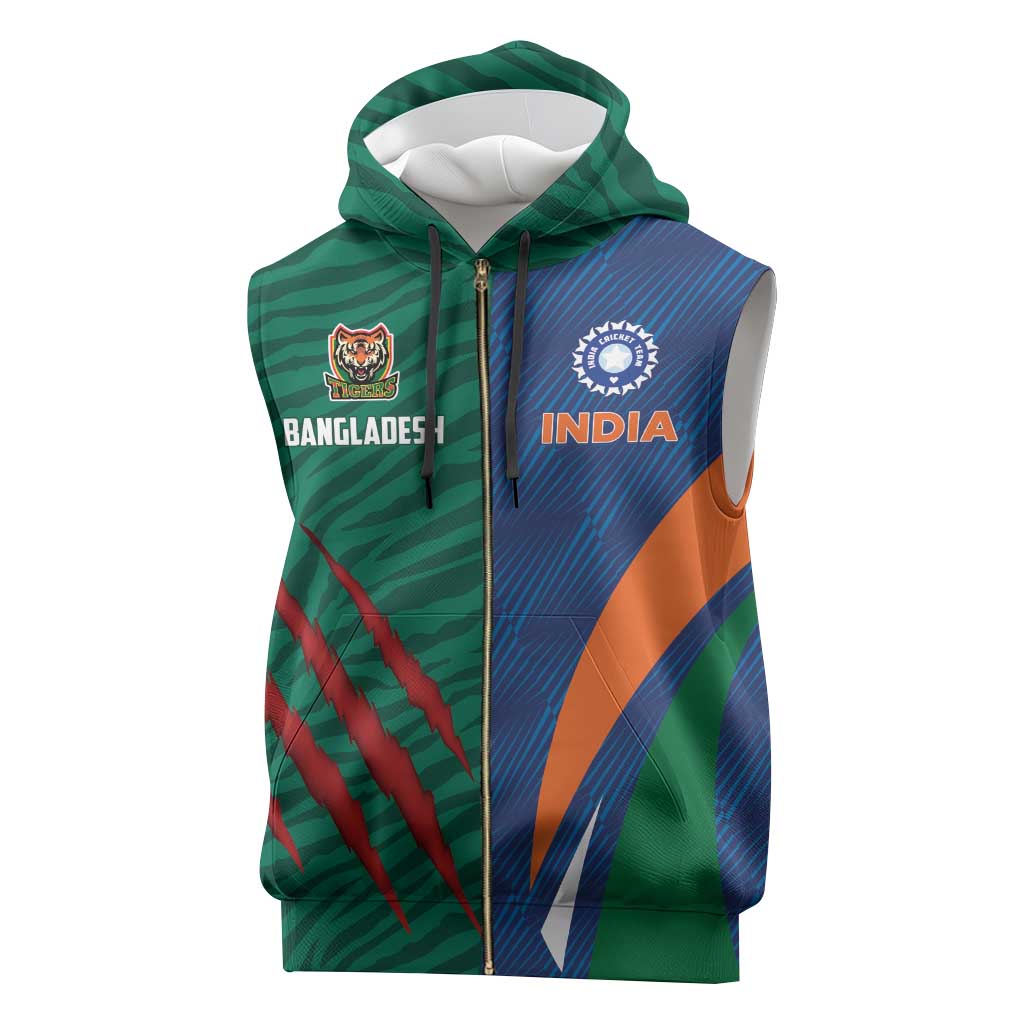 Custom Cricket India Vs Bangladesh Sleeveless Zip Hoodie Simple Style - Wonder Print Shop