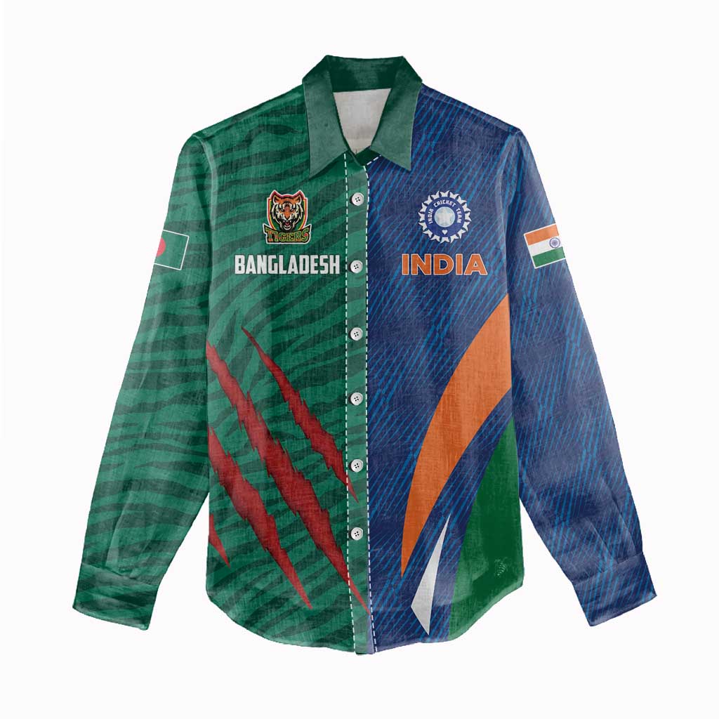 Custom Cricket India Vs Bangladesh Women Casual Shirt Simple Style - Wonder Print Shop