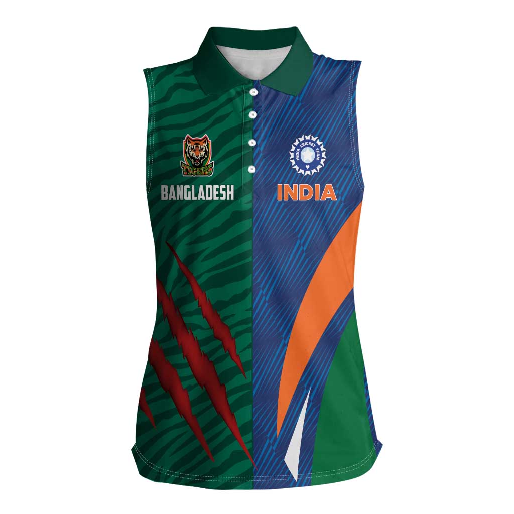 Custom Cricket India Vs Bangladesh Women Sleeveless Polo Shirt Simple Style - Wonder Print Shop