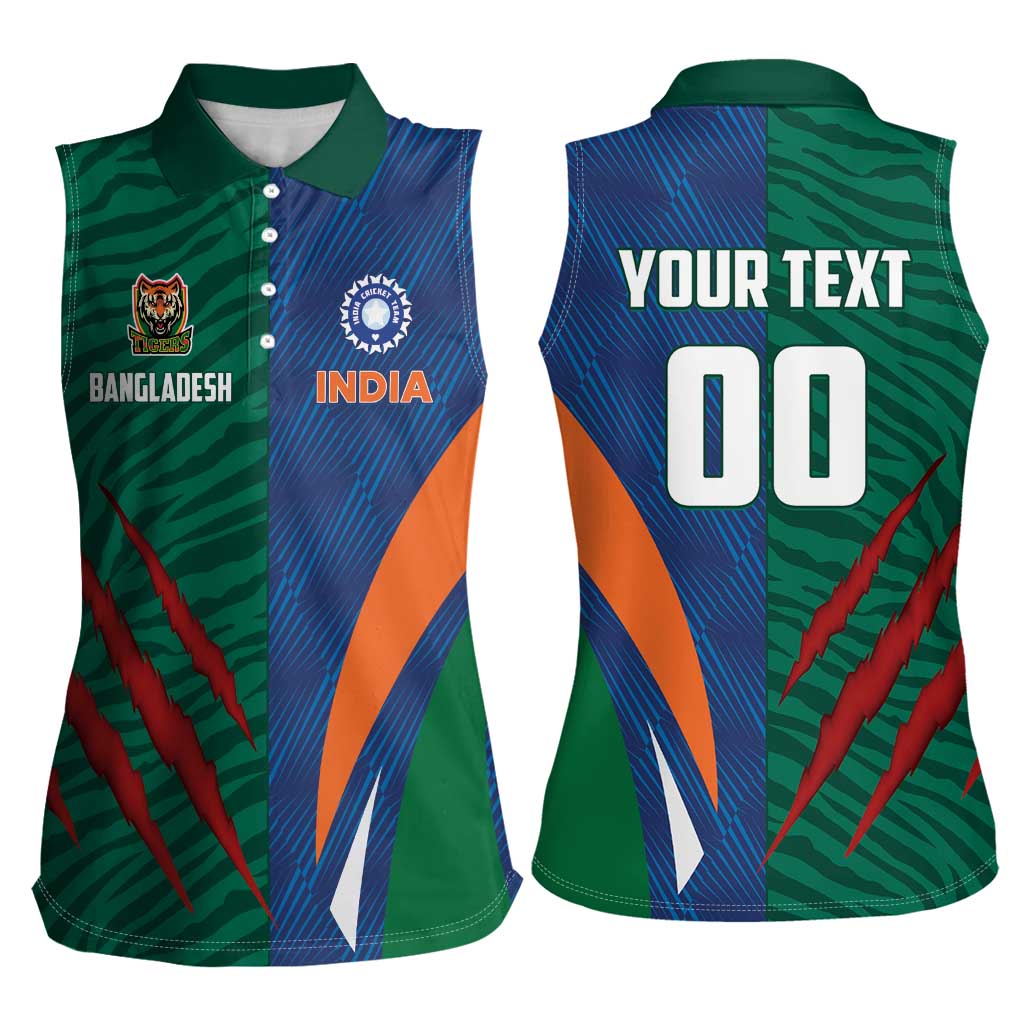 Custom Cricket India Vs Bangladesh Women Sleeveless Polo Shirt Simple Style - Wonder Print Shop