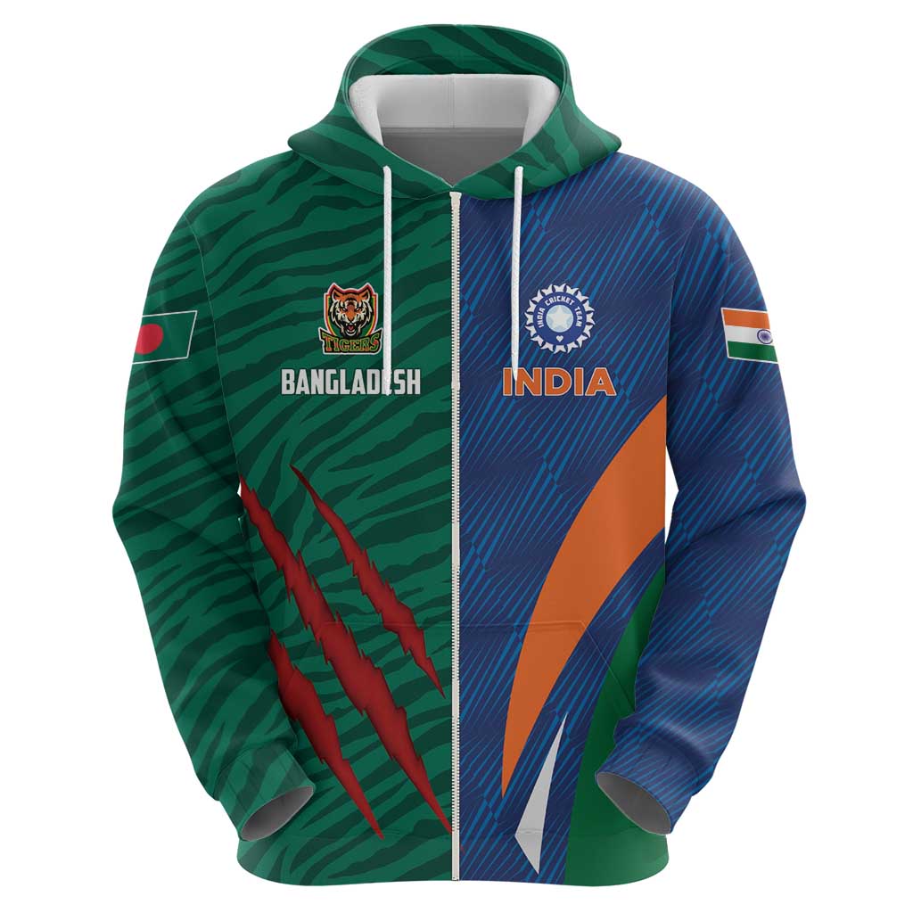 Custom Cricket India Vs Bangladesh Zip Hoodie Simple Style - Wonder Print Shop