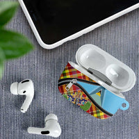 Saint Lucia Creole Day AirPods Case Madras Pattern Zipper Stylized - Wonder Print Shop