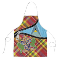 Saint Lucia Creole Day Apron Madras Pattern Zipper Stylized - Wonder Print Shop