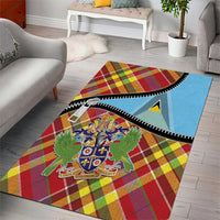 Saint Lucia Creole Day Area Rug Madras Pattern Zipper Stylized - Wonder Print Shop