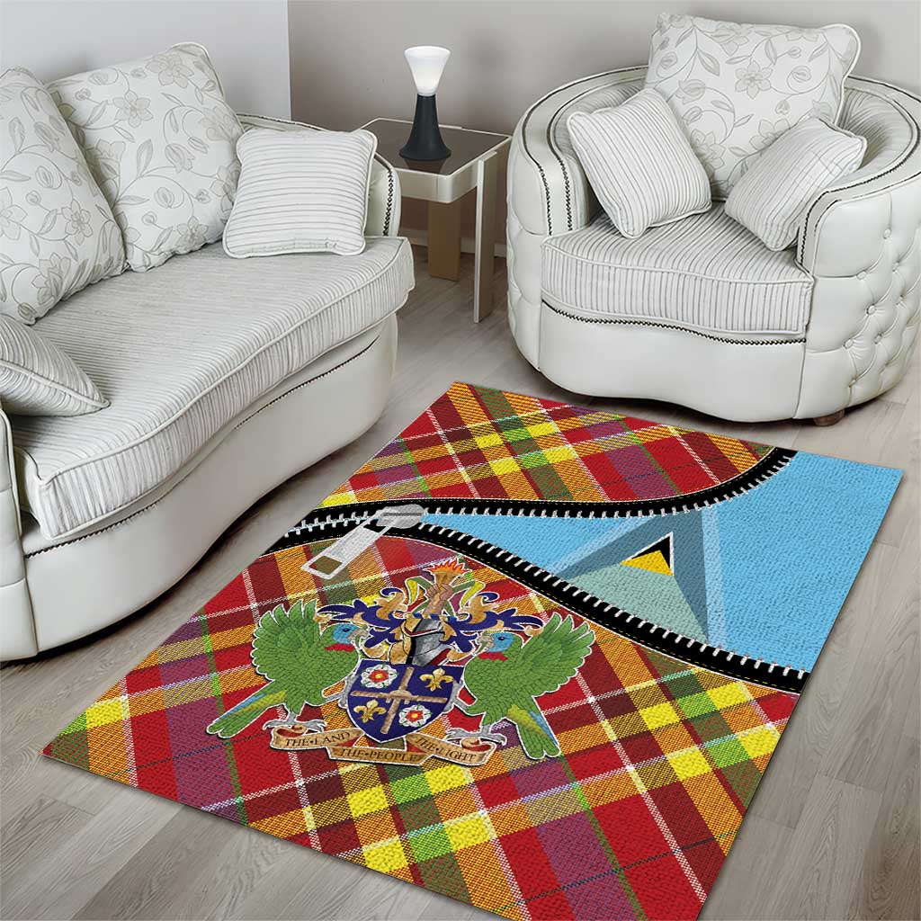 Saint Lucia Creole Day Area Rug Madras Pattern Zipper Stylized - Wonder Print Shop