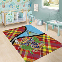 Saint Lucia Creole Day Area Rug Madras Pattern Zipper Stylized - Wonder Print Shop
