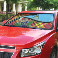 Saint Lucia Creole Day Auto Sun Shade Madras Pattern Zipper Stylized - Wonder Print Shop