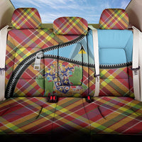 Saint Lucia Creole Day Back Car Seat Cover Madras Pattern Zipper Stylized - Wonder Print Shop