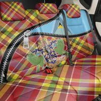 Saint Lucia Creole Day Back Car Seat Cover Madras Pattern Zipper Stylized - Wonder Print Shop