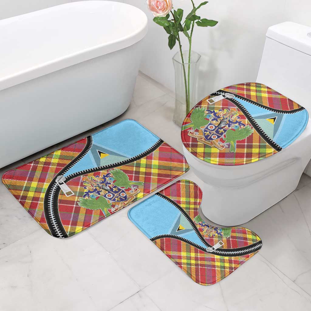 Saint Lucia Creole Day Bathroom Set Madras Pattern Zipper Stylized - Wonder Print Shop
