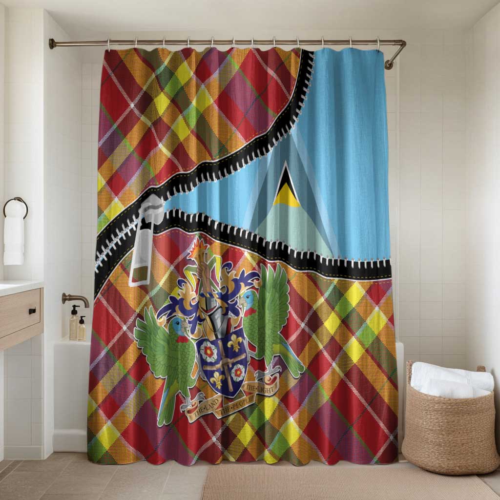 Saint Lucia Creole Day Bathroom Set Madras Pattern Zipper Stylized - Wonder Print Shop