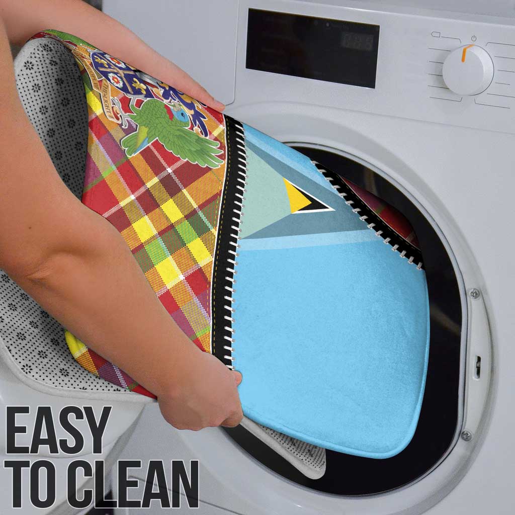 Saint Lucia Creole Day Bathroom Set Madras Pattern Zipper Stylized - Wonder Print Shop