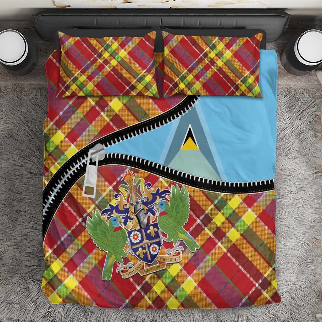 Saint Lucia Creole Day Bedding Set Madras Pattern Zipper Stylized - Wonder Print Shop