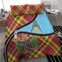 Saint Lucia Creole Day Bedding Set Madras Pattern Zipper Stylized - Wonder Print Shop