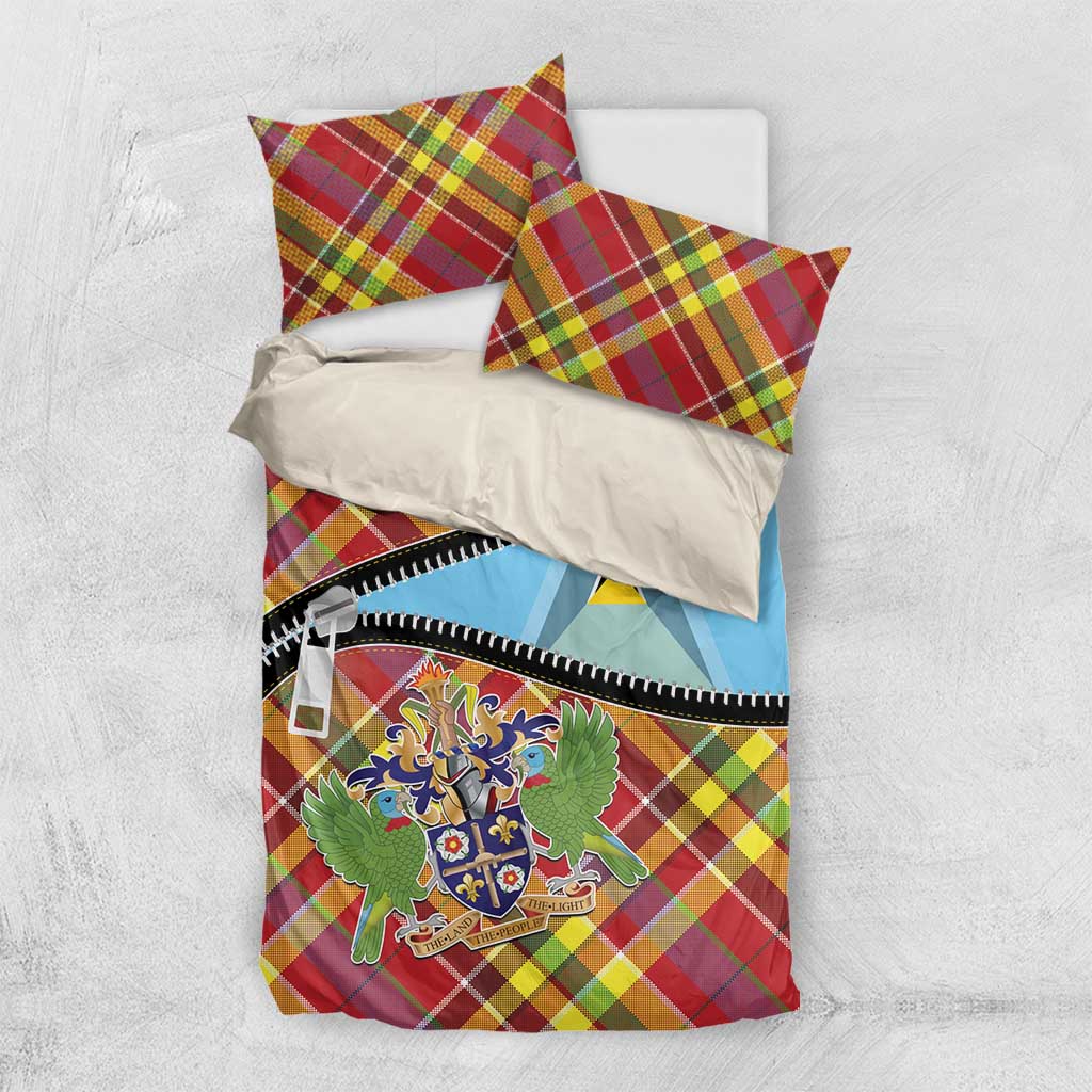 Saint Lucia Creole Day Bedding Set Madras Pattern Zipper Stylized - Wonder Print Shop