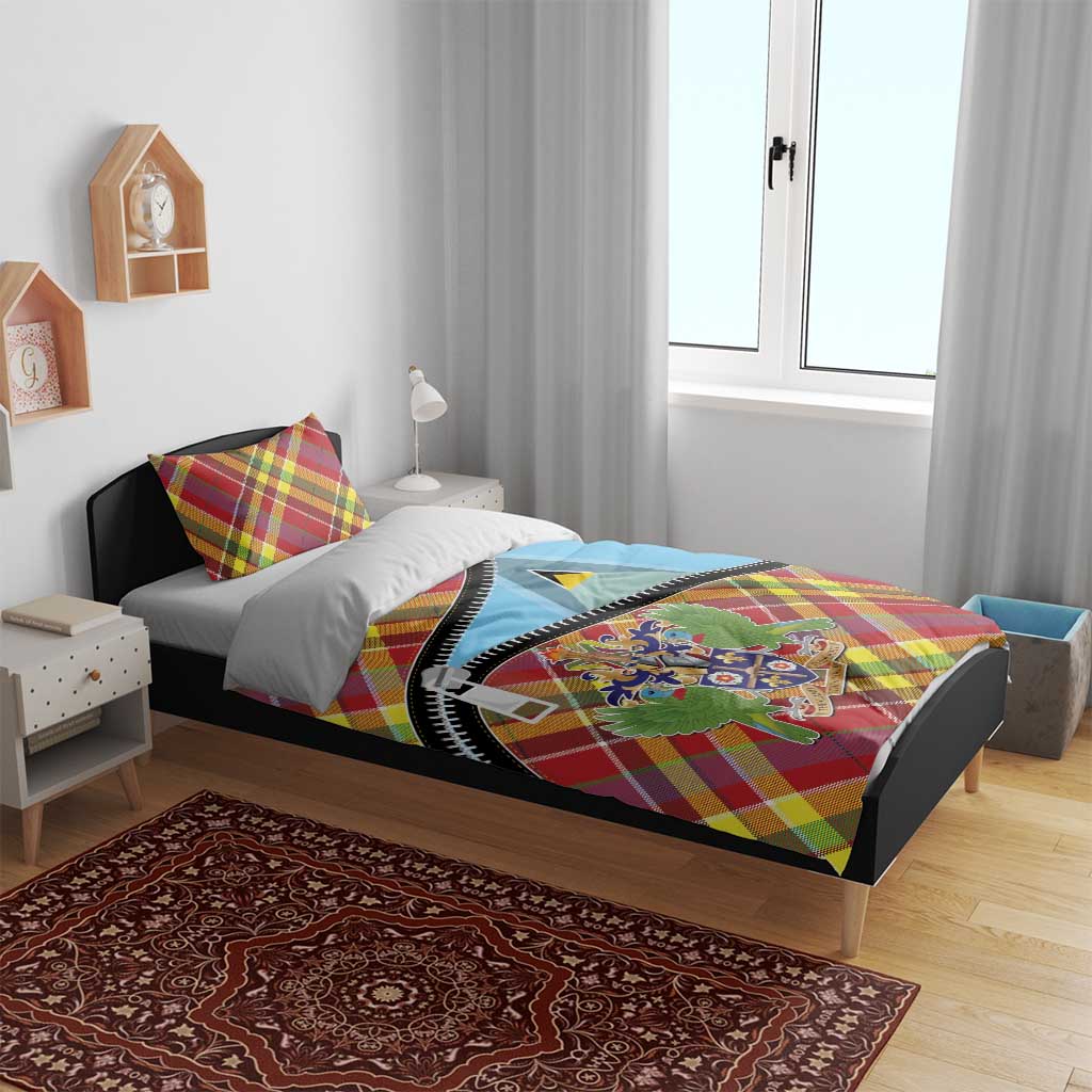 Saint Lucia Creole Day Bedding Set Madras Pattern Zipper Stylized - Wonder Print Shop
