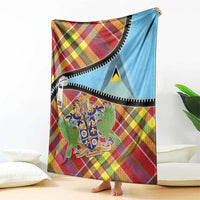 Saint Lucia Creole Day Blanket Madras Pattern Zipper Stylized - Wonder Print Shop