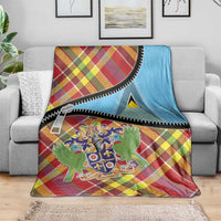 Saint Lucia Creole Day Blanket Madras Pattern Zipper Stylized - Wonder Print Shop