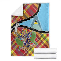 Saint Lucia Creole Day Blanket Madras Pattern Zipper Stylized - Wonder Print Shop