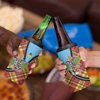 Saint Lucia Creole Day 4 in 1 Can Cooler Tumbler Madras Pattern Zipper Stylized - Wonder Print Shop