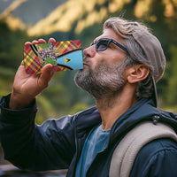 Saint Lucia Creole Day 4 in 1 Can Cooler Tumbler Madras Pattern Zipper Stylized - Wonder Print Shop