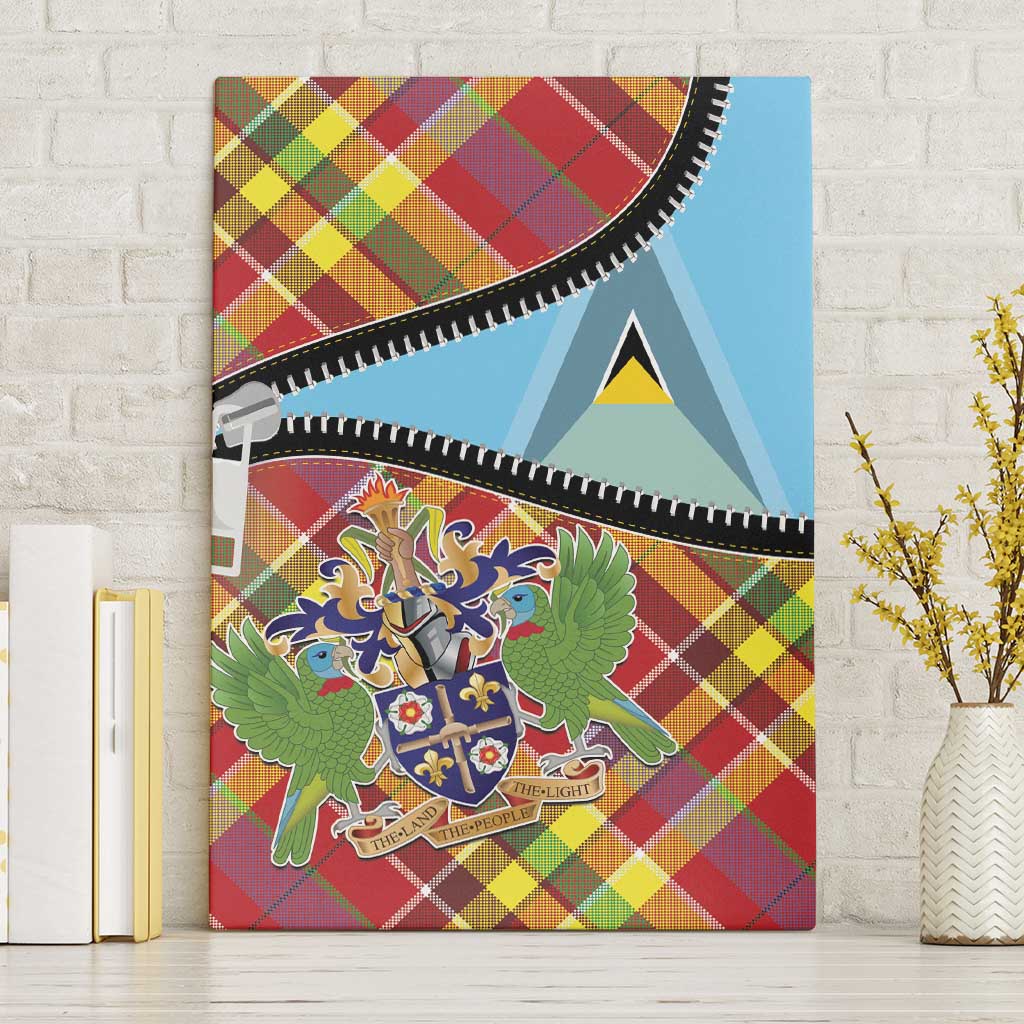 Saint Lucia Creole Day Canvas Wall Art Madras Pattern Zipper Stylized - Wonder Print Shop