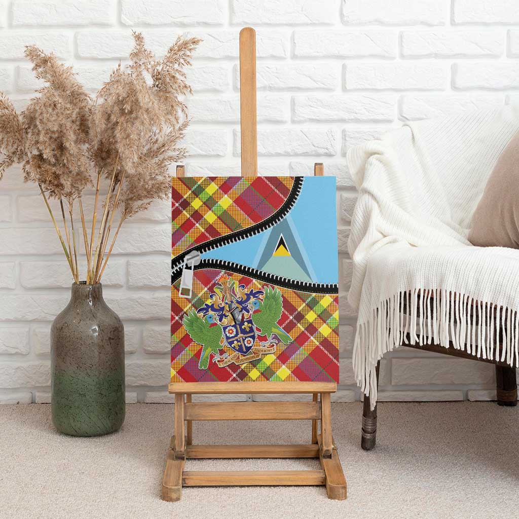 Saint Lucia Creole Day Canvas Wall Art Madras Pattern Zipper Stylized - Wonder Print Shop