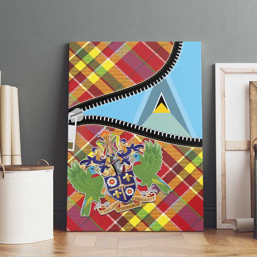 Saint Lucia Creole Day Canvas Wall Art Madras Pattern Zipper Stylized - Wonder Print Shop