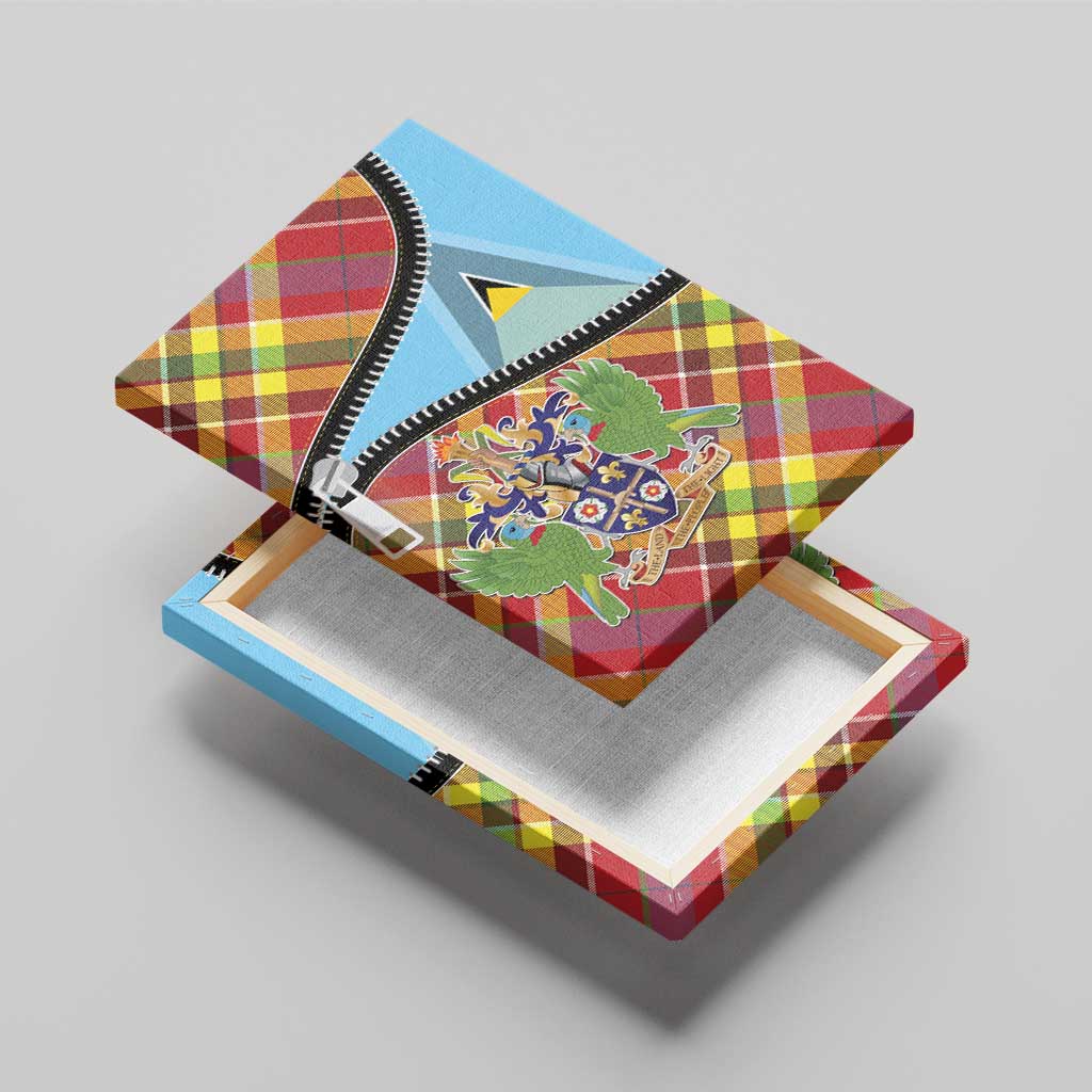 Saint Lucia Creole Day Canvas Wall Art Madras Pattern Zipper Stylized - Wonder Print Shop