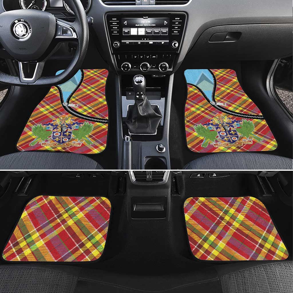 Saint Lucia Creole Day Car Mats Madras Pattern Zipper Stylized - Wonder Print Shop