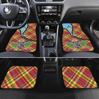Saint Lucia Creole Day Car Mats Madras Pattern Zipper Stylized - Wonder Print Shop