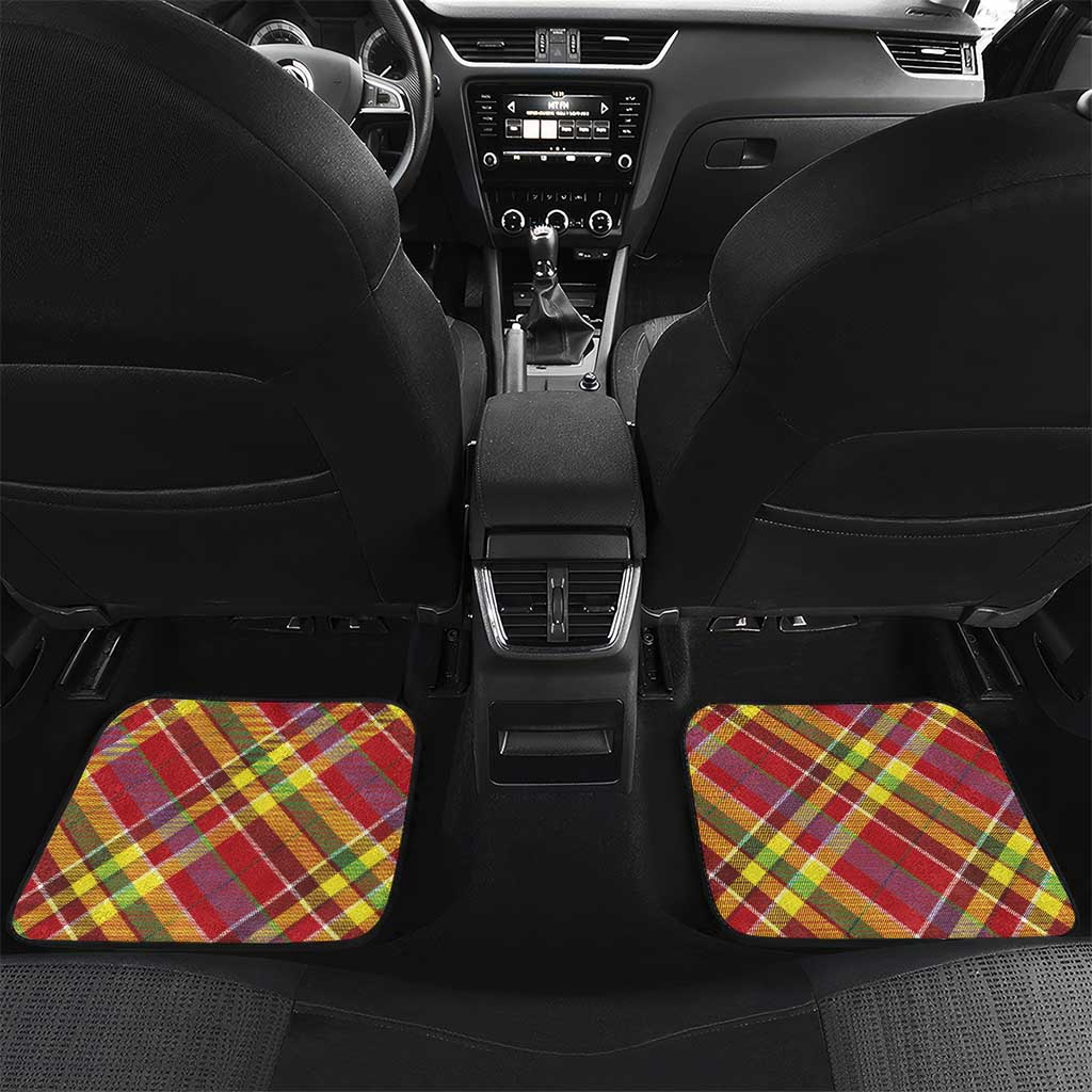 Saint Lucia Creole Day Car Mats Madras Pattern Zipper Stylized - Wonder Print Shop