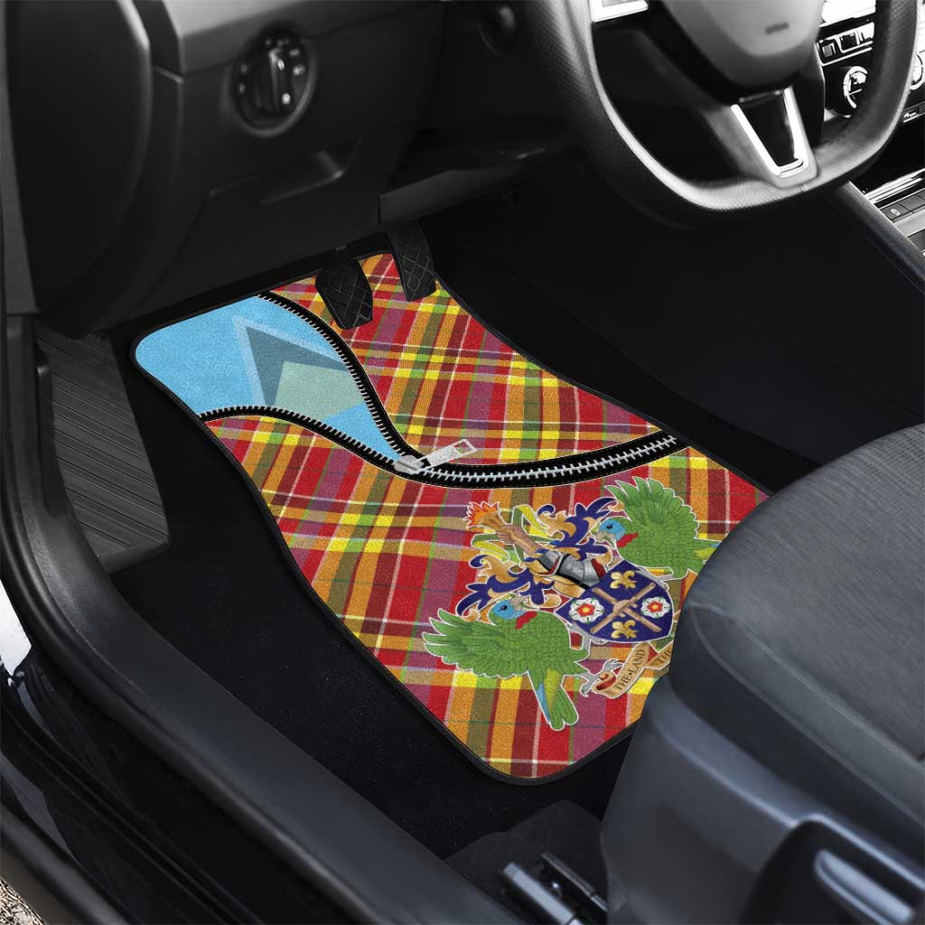 Saint Lucia Creole Day Car Mats Madras Pattern Zipper Stylized - Wonder Print Shop