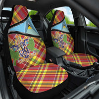 Saint Lucia Creole Day Car Seat Cover Madras Pattern Zipper Stylized - Wonder Print Shop