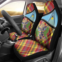 Saint Lucia Creole Day Car Seat Cover Madras Pattern Zipper Stylized - Wonder Print Shop