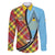 Saint Lucia Creole Day Family Matching Long Sleeve Bodycon Dress and Hawaiian Shirt Madras Pattern Zipper Stylized - Wonder Print Shop