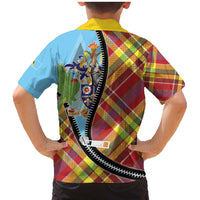 Saint Lucia Creole Day Family Matching Mermaid Dress and Hawaiian Shirt Madras Pattern Zipper Stylized - Wonder Print Shop