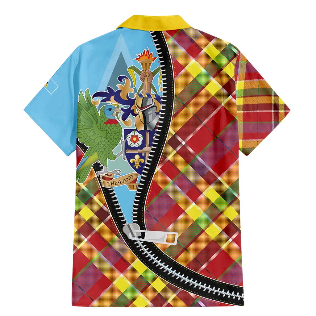 Saint Lucia Creole Day Family Matching Mermaid Dress and Hawaiian Shirt Madras Pattern Zipper Stylized - Wonder Print Shop