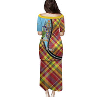 Saint Lucia Creole Day Family Matching Puletasi and Hawaiian Shirt Madras Pattern Zipper Stylized - Wonder Print Shop