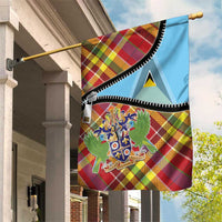 Saint Lucia Creole Day Garden Flag Madras Pattern Zipper Stylized - Wonder Print Shop