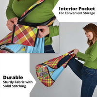 Saint Lucia Creole Day Grocery Bag Madras Pattern Zipper Stylized - Wonder Print Shop