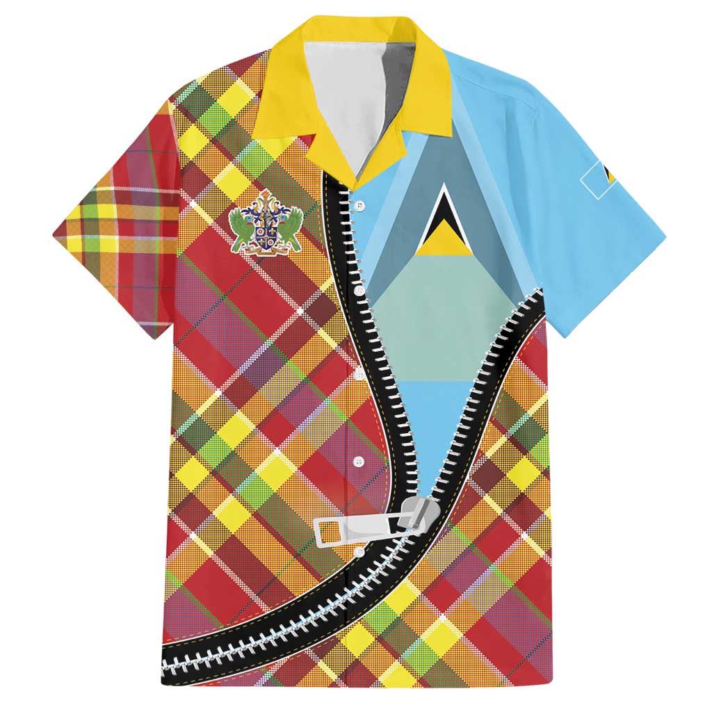 Saint Lucia Creole Day Hawaiian Shirt Madras Pattern Zipper Stylized - Wonder Print Shop