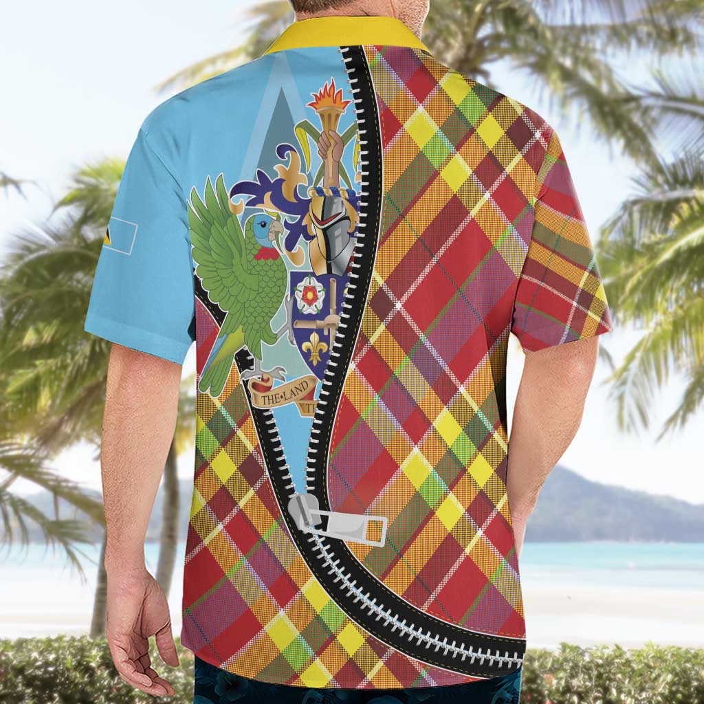 Saint Lucia Creole Day Hawaiian Shirt Madras Pattern Zipper Stylized - Wonder Print Shop