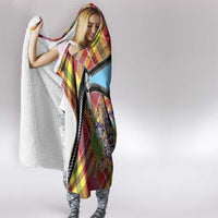 Saint Lucia Creole Day Hooded Blanket Madras Pattern Zipper Stylized - Wonder Print Shop