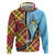 Saint Lucia Creole Day Hoodie Madras Pattern Zipper Stylized - Wonder Print Shop